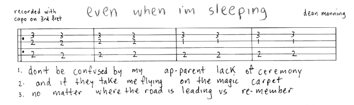 guitar tabs for even when i'm sleeping